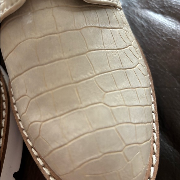 Steve Madden Croc Embossed Tan Platform Wedge Oxford Style shoes size 8 - Picture 4 of 9